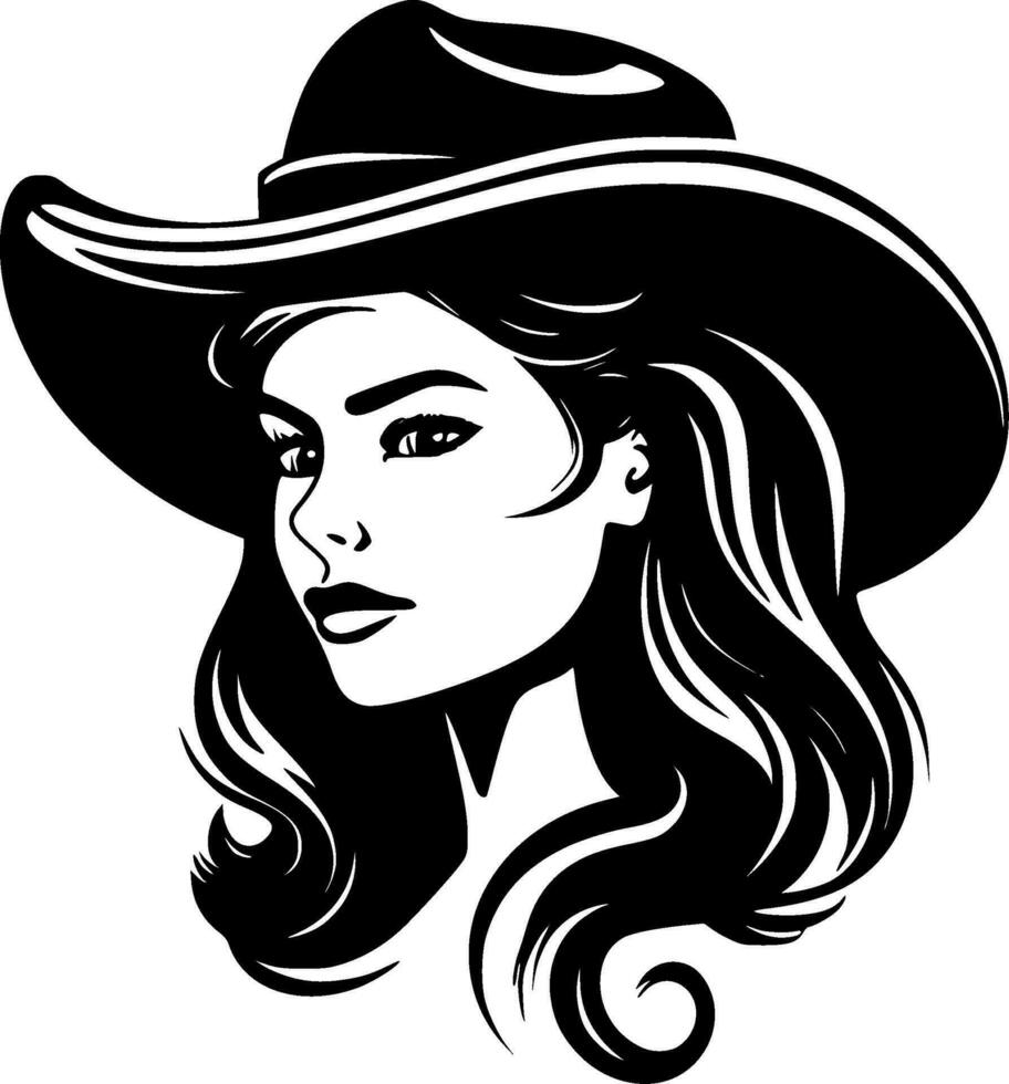 vaquera, negro y blanco vector ilustración