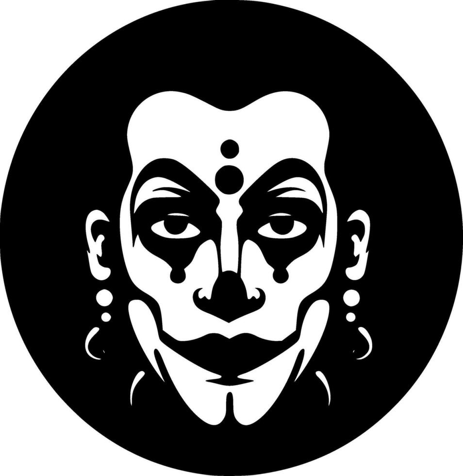 Clown, Black and White Vector illustration