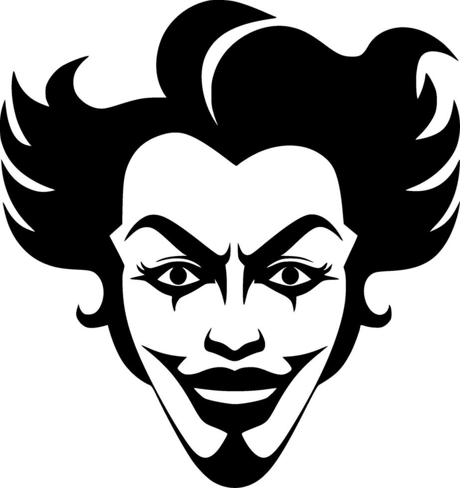 Clown, Black and White Vector illustration