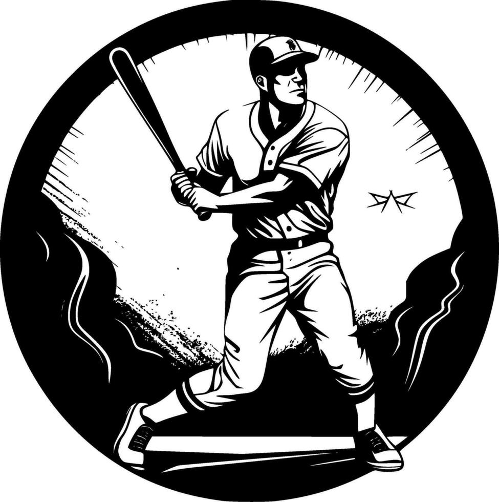 béisbol - negro y blanco aislado icono - vector ilustración