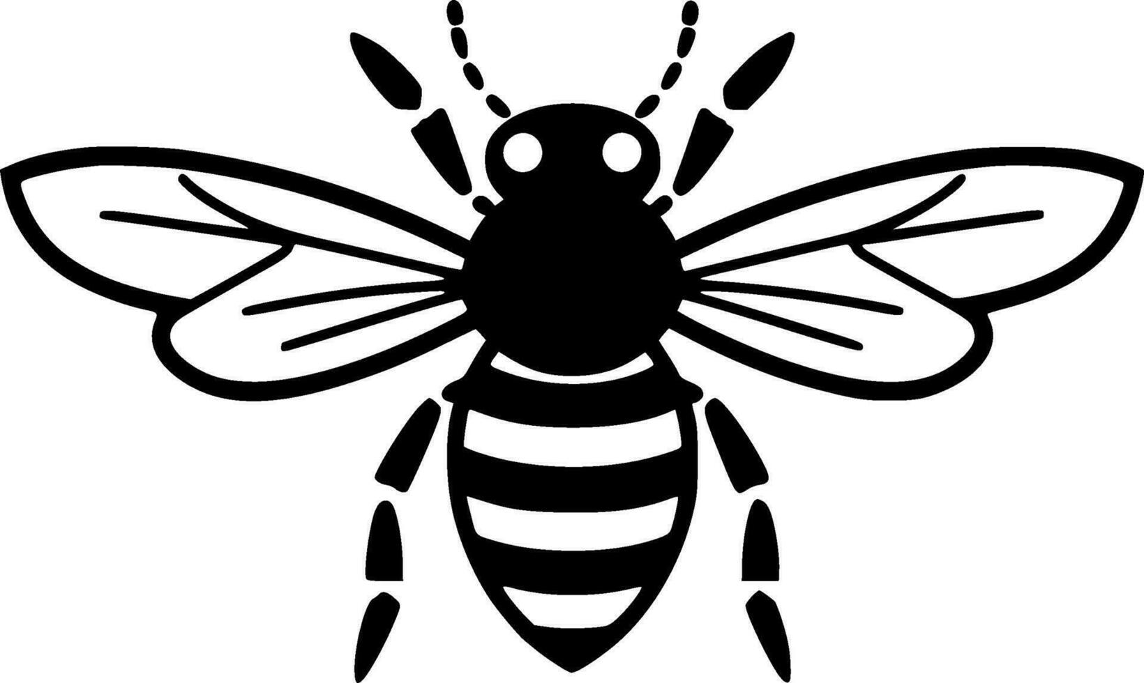 Bee, Black and White Vector illustration