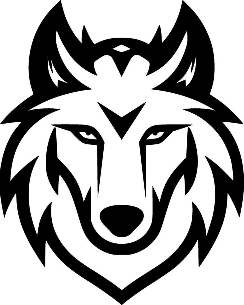 Wolf, Black and White Vector illustration