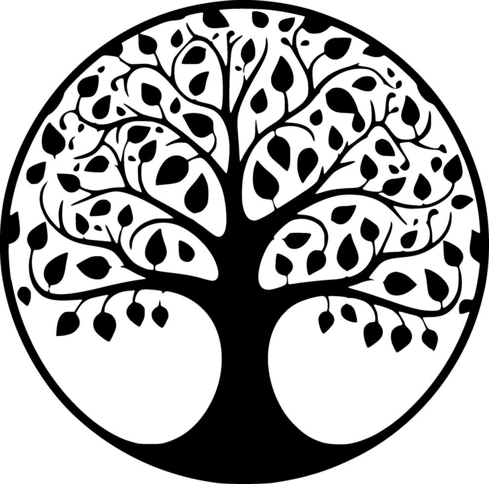 árbol, negro y blanco vector ilustración