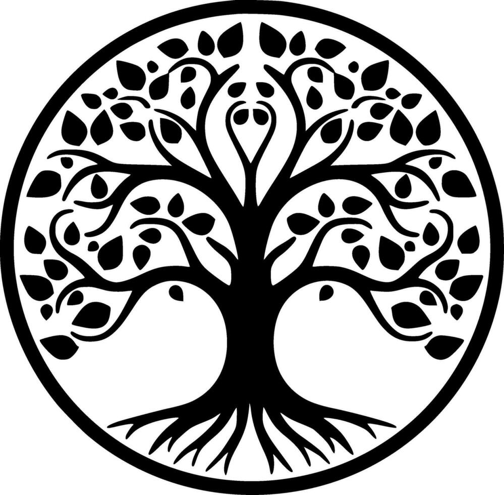 Tree, Black and White Vector illustration