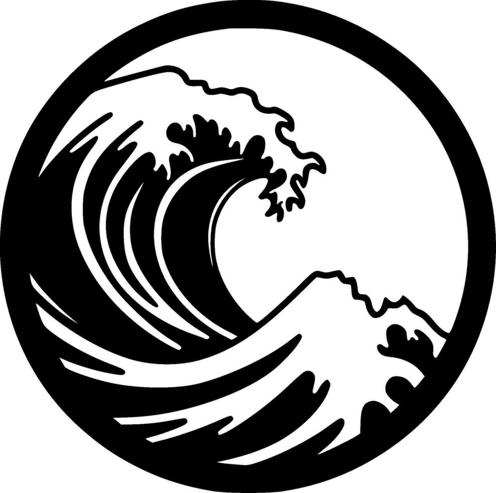 Wave - Black and White Isolated Icon - Vector illustration