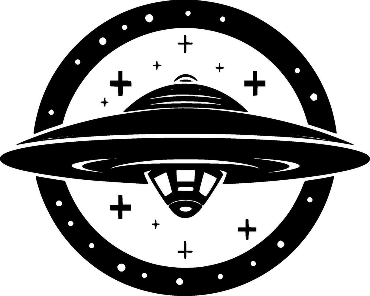 UFO, Minimalist and Simple Silhouette - Vector illustration