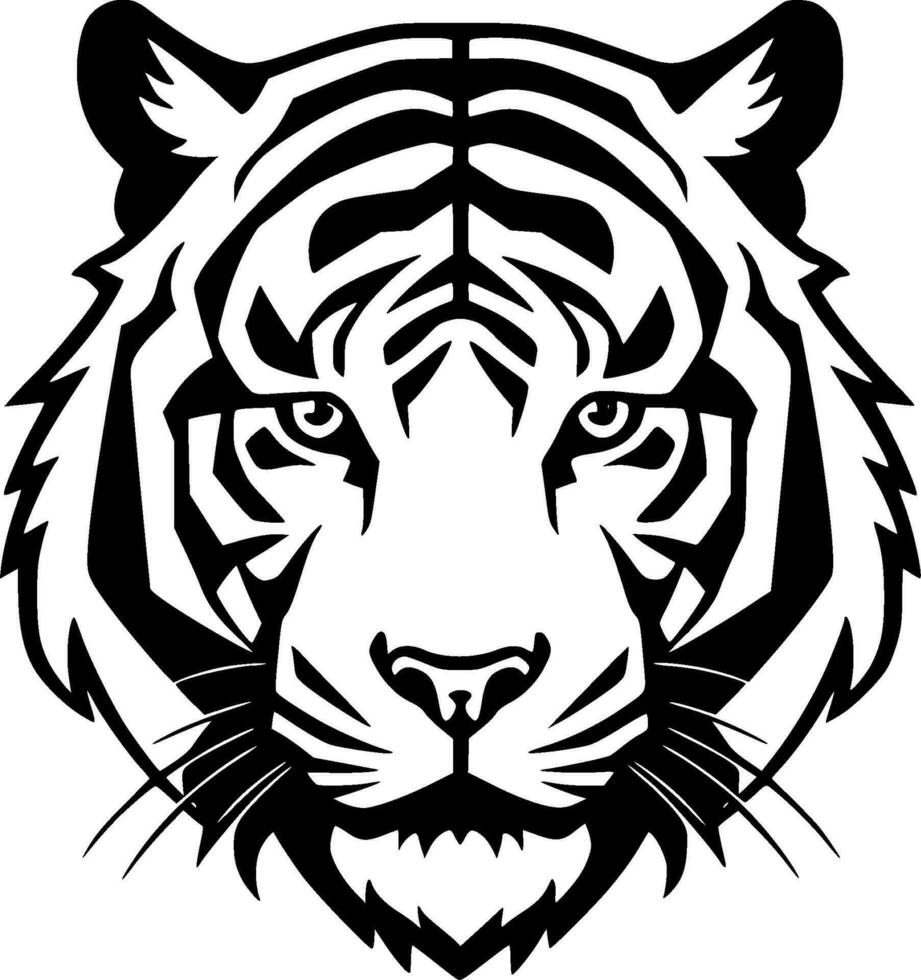 Tigre - negro y blanco aislado icono - vector ilustración