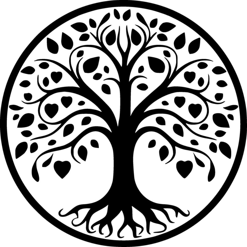 Tree - Black and White Isolated Icon - Vector illustration