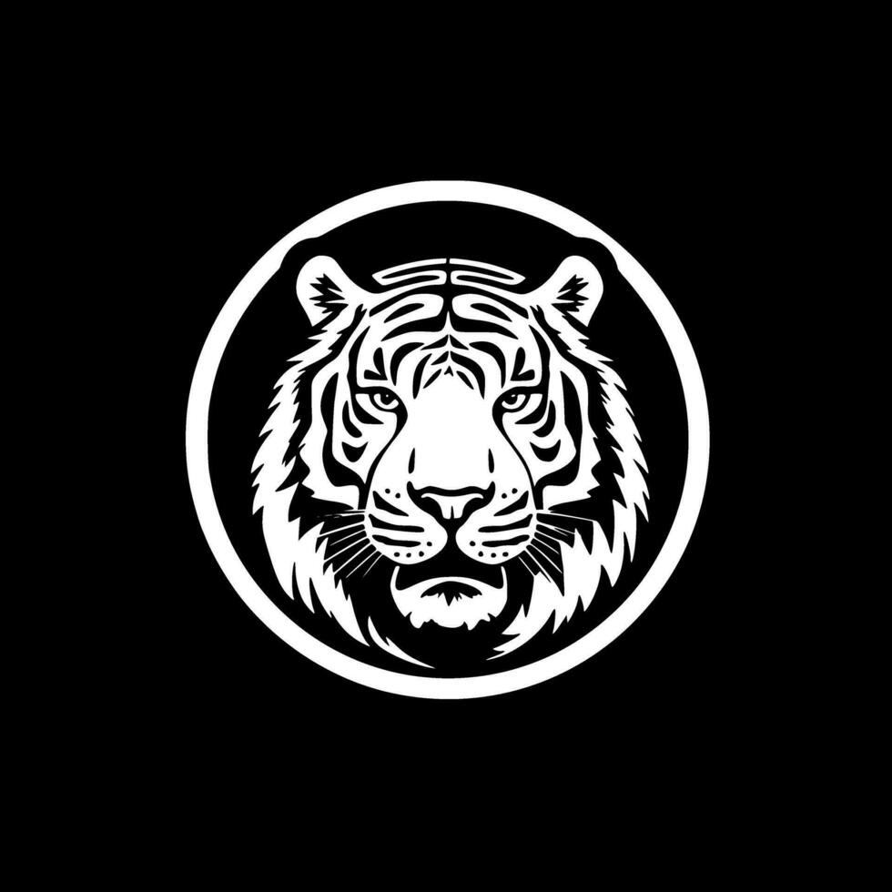 Tiger - Black and White Isolated Icon - Vector illustration