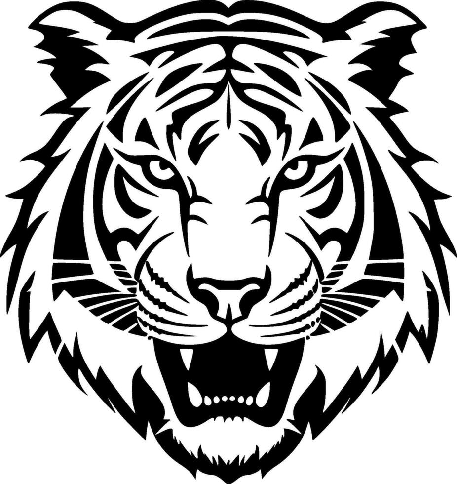 Tiger, Black and White Vector illustration