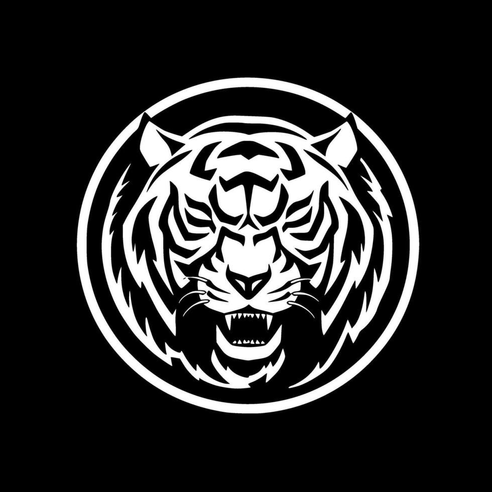 Tiger - Black and White Isolated Icon - Vector illustration