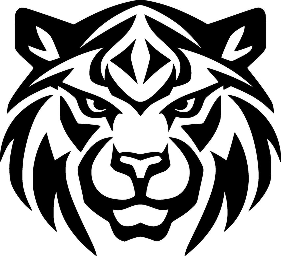 Tiger - Black and White Isolated Icon - Vector illustration