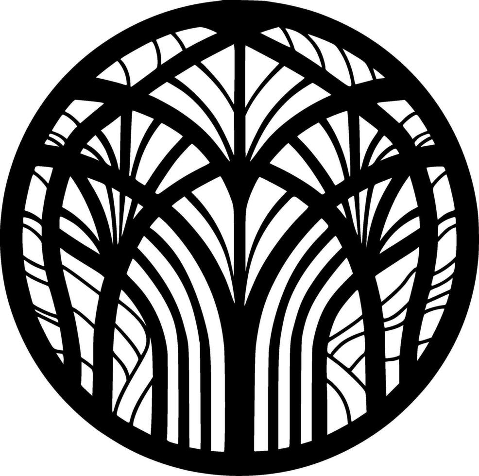 Stained Glass, Black and White Vector illustration