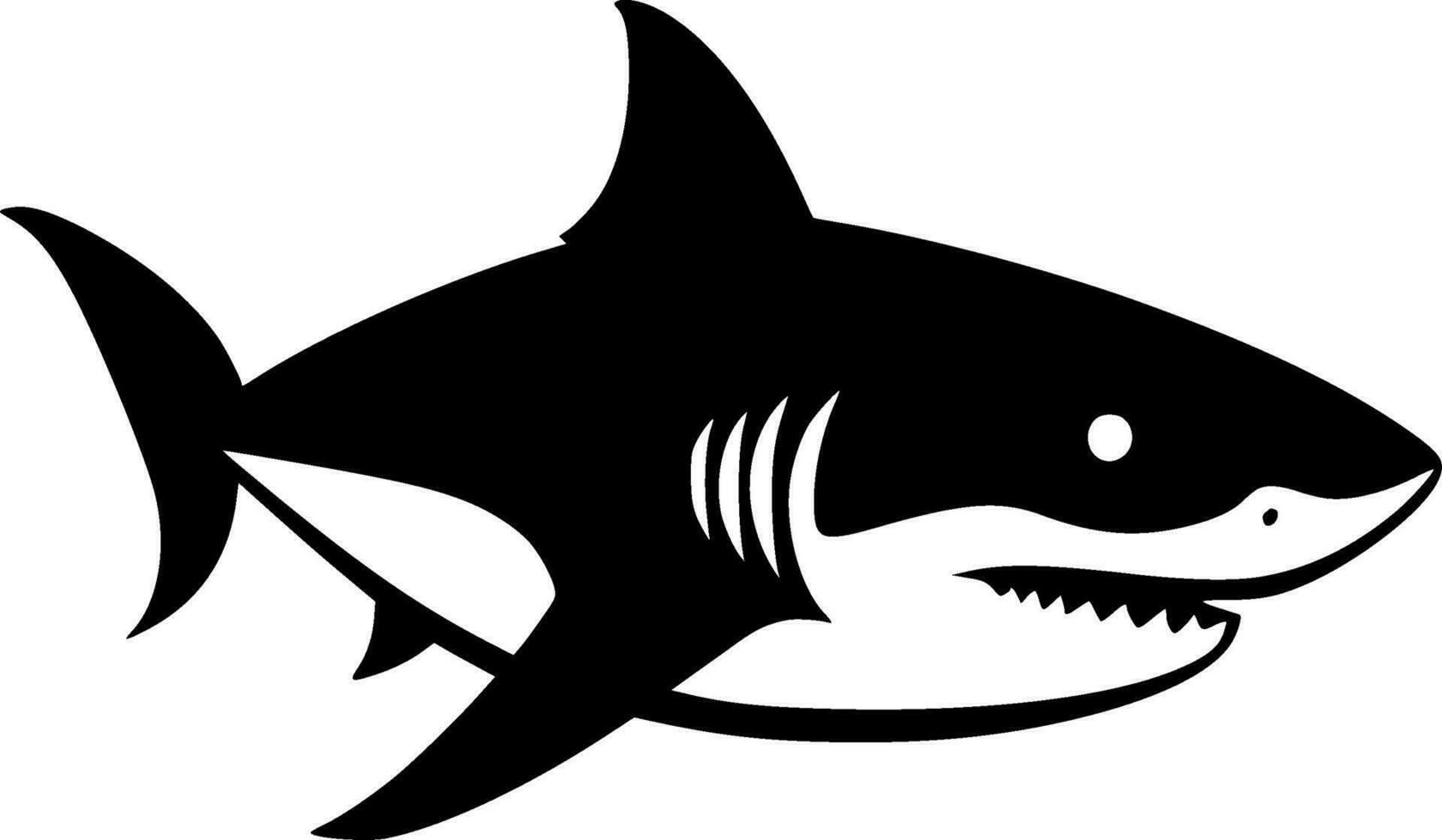 Shark, Black and White Vector illustration
