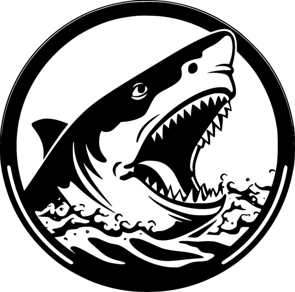 Shark - Black and White Isolated Icon - Vector illustration