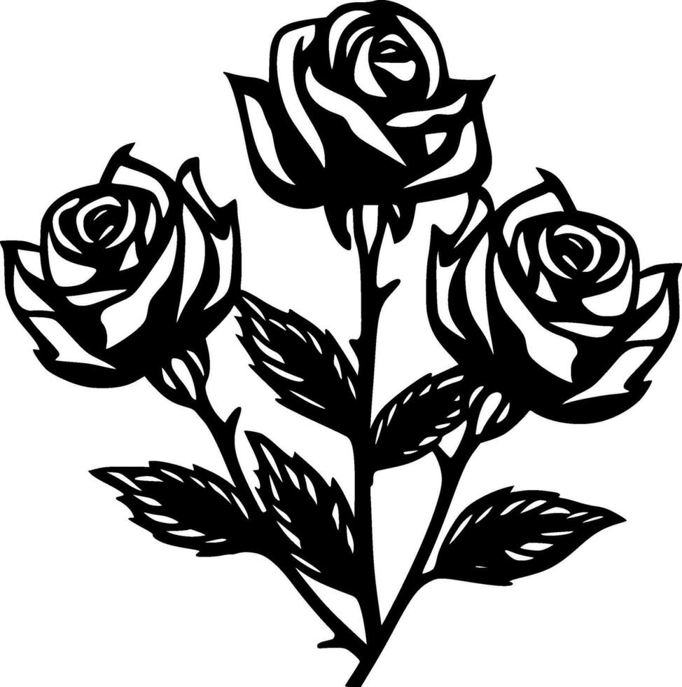 rosas, negro y blanco vector ilustración