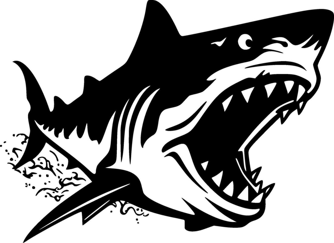 Shark, Black and White Vector illustration