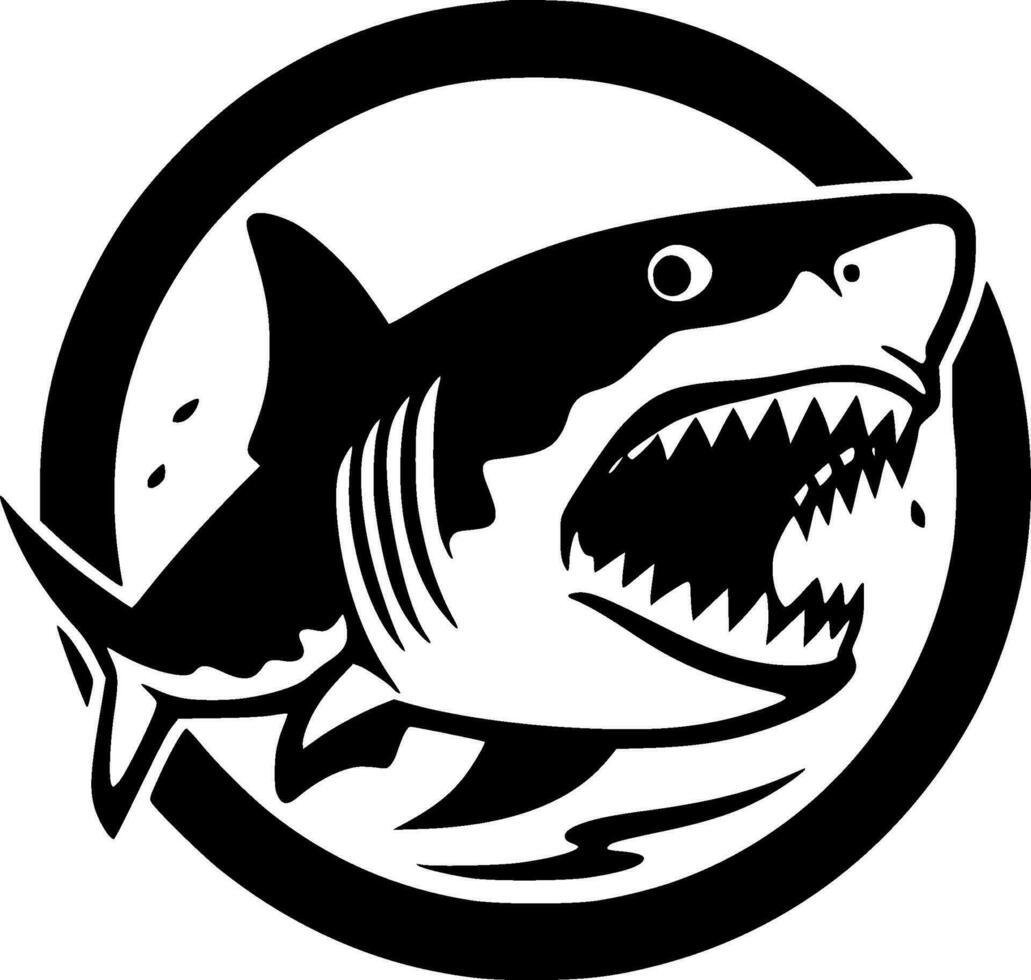 Shark, Black and White Vector illustration