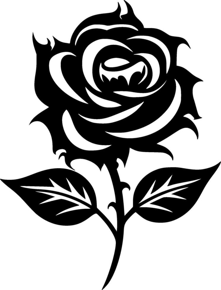 Rosa - negro y blanco aislado icono - vector ilustración