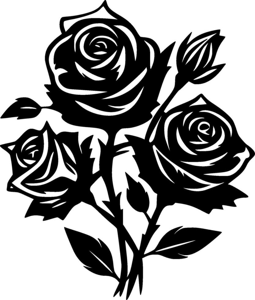 Roses, Black and White Vector illustration