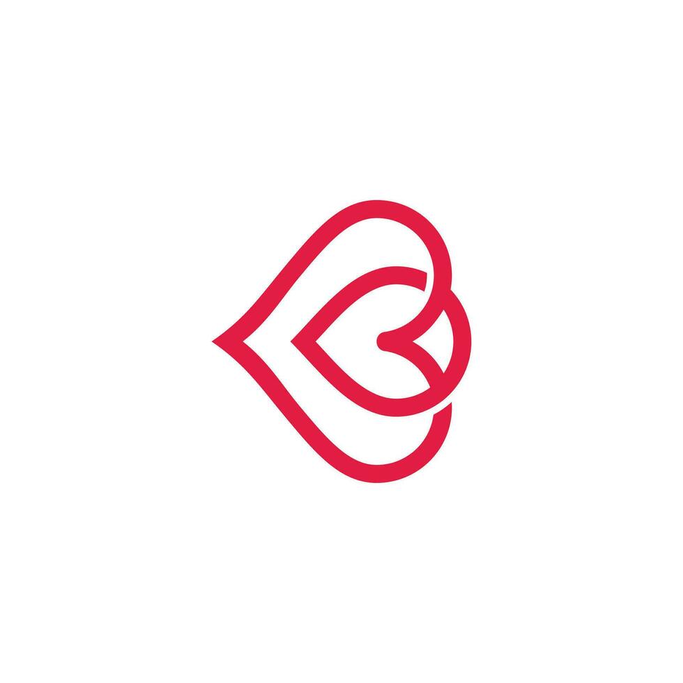 letter b cute baby love heart location logo vector