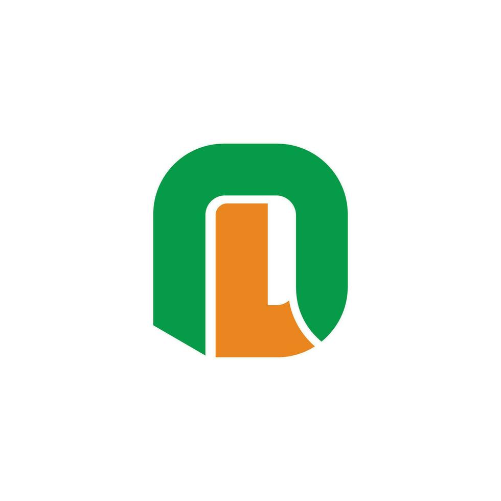 letter nl abstract colorful simple geometric logo vector