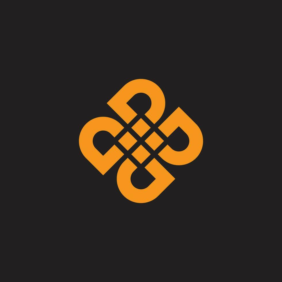 golden flower simple geometric letter d logo vector