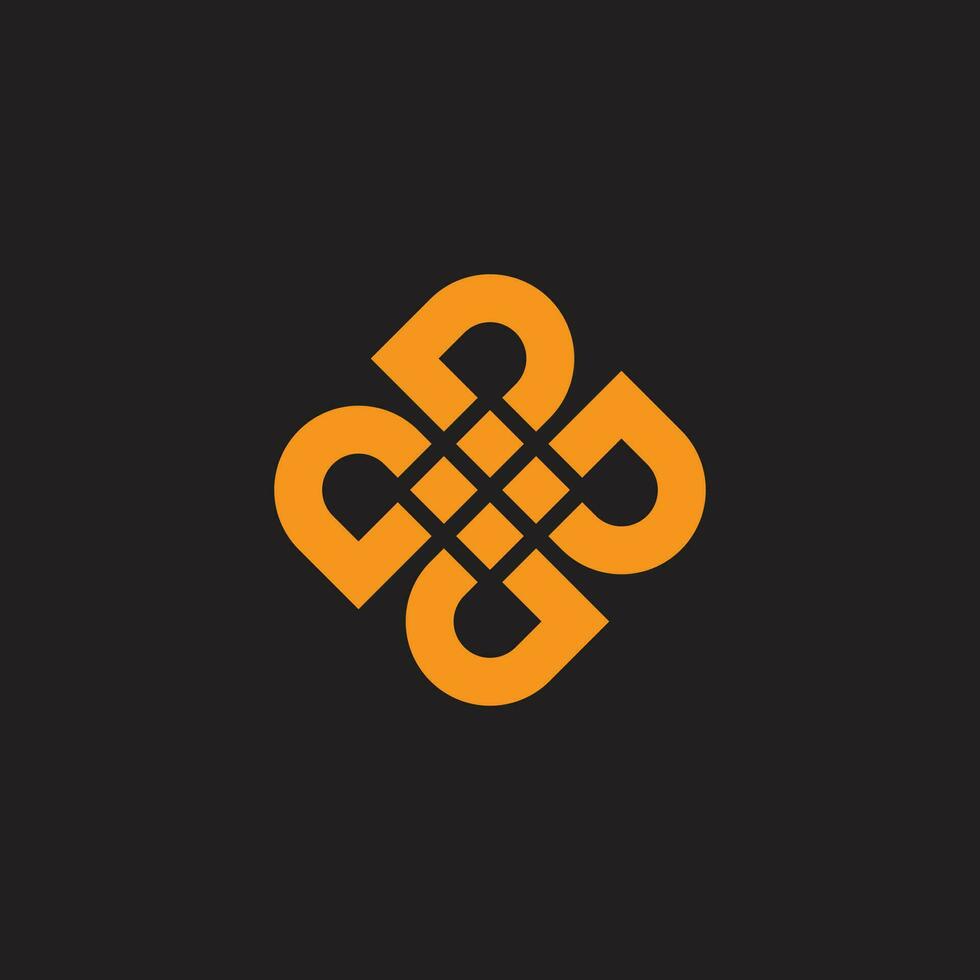 golden flower simple geometric letter d logo vector