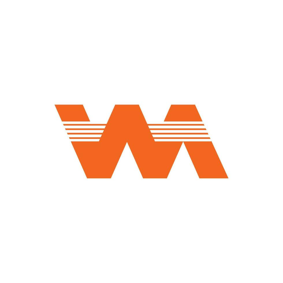 letter wm stripes geometric logo vector