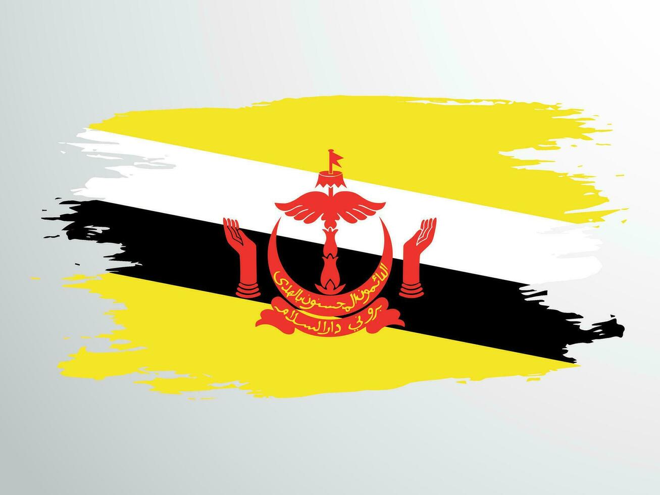 Vector flag of Brunei drawn with a brush