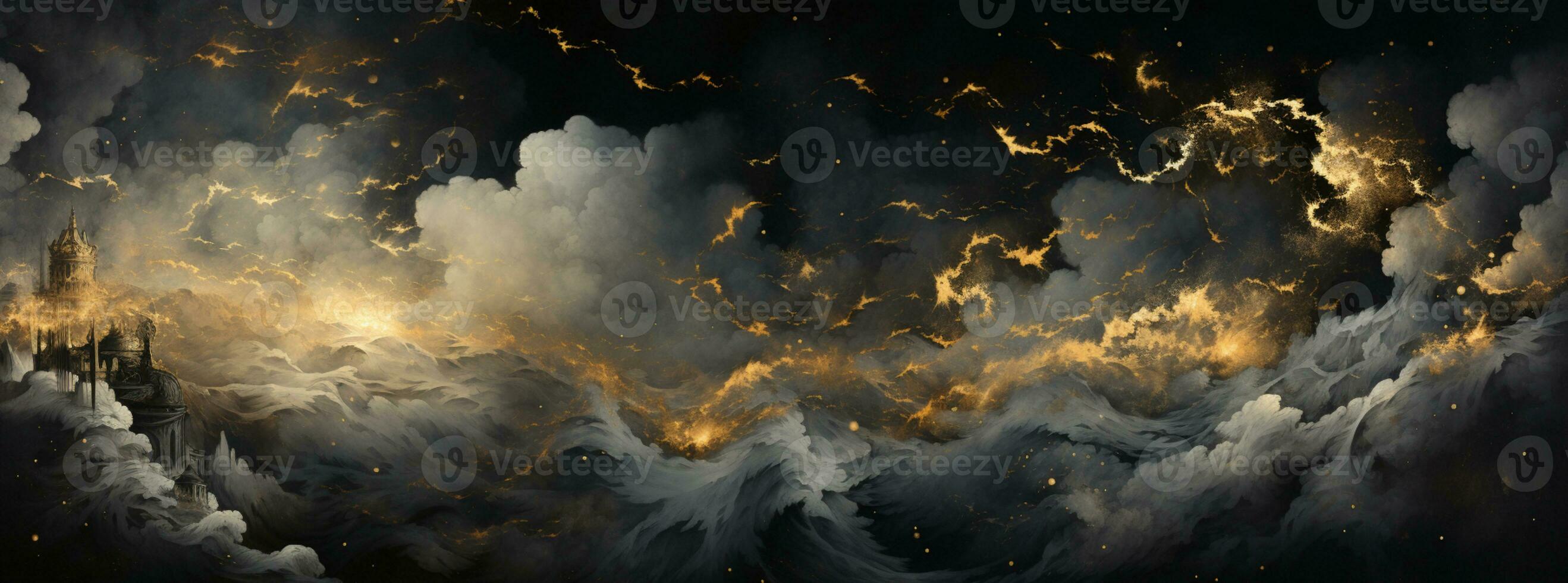 Abstract background black and gold water color style, captivating blend of gold and black oil texture, Luxury and elegant Marble Art, AI Generative photo