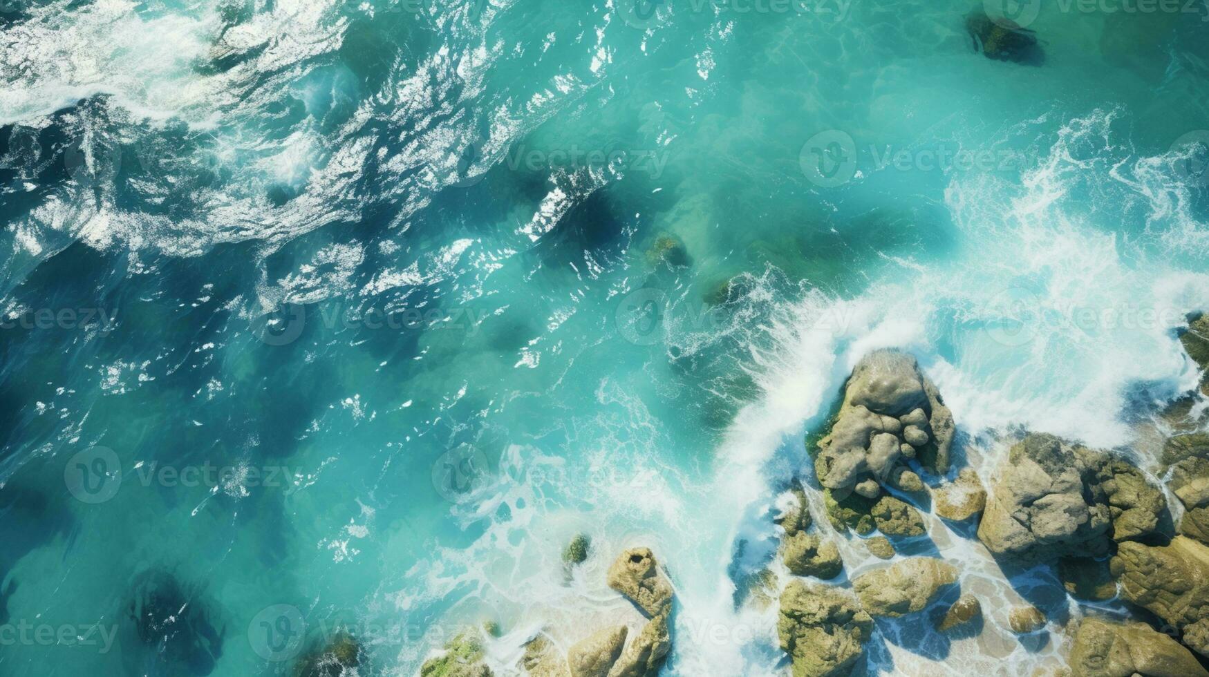Relaxing aerial view beach, nature holiday template banner, sea shore, coastline, AI Generative photo