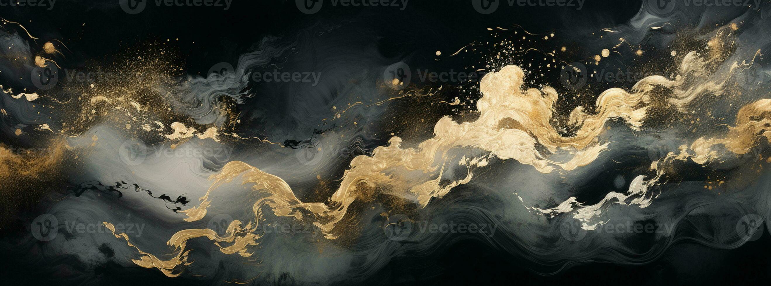 Abstract background black and gold water color style, captivating blend of gold and black oil texture, Luxury and elegant Marble Art, AI Generative photo