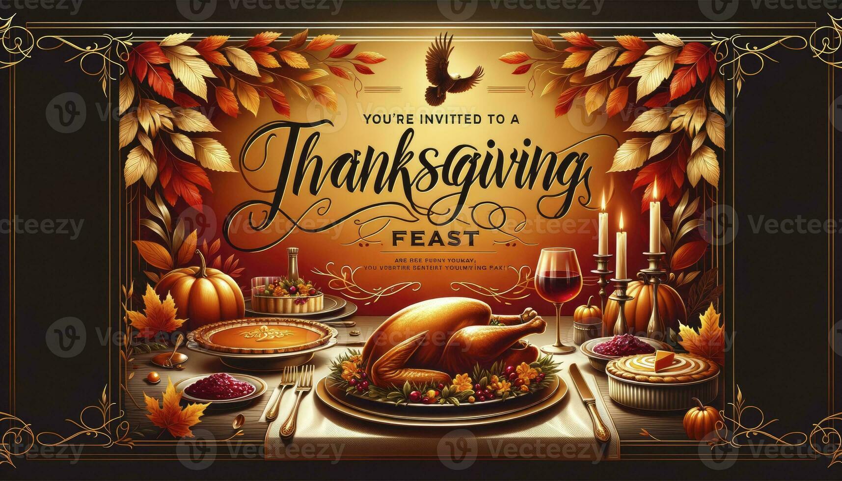 A Thanksgiving invitation template. AI Generative. photo