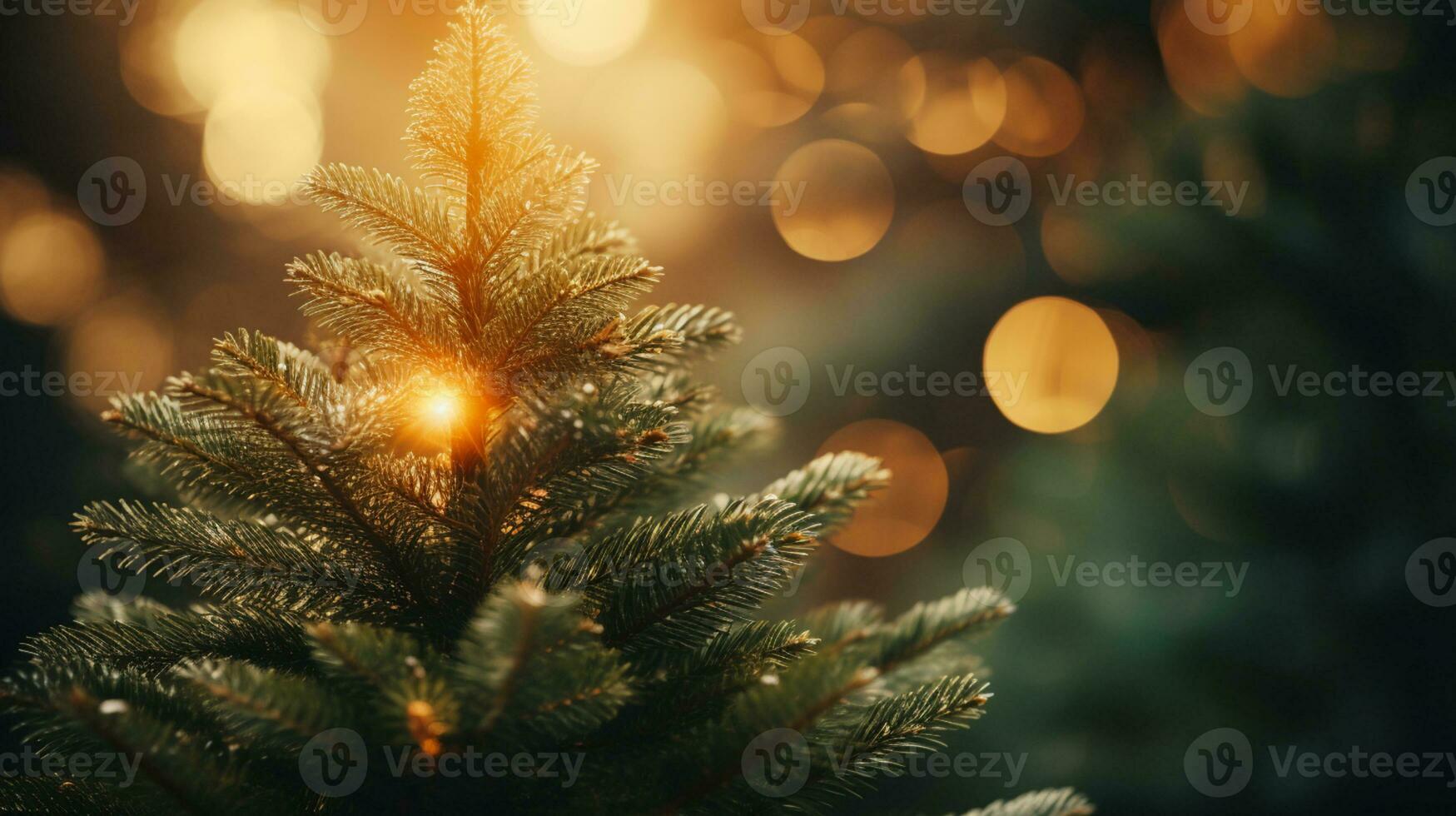 Close up of lighted Christmas tree Ornament, winter holidays decoration, copy Space, greeting card, AI Generative photo