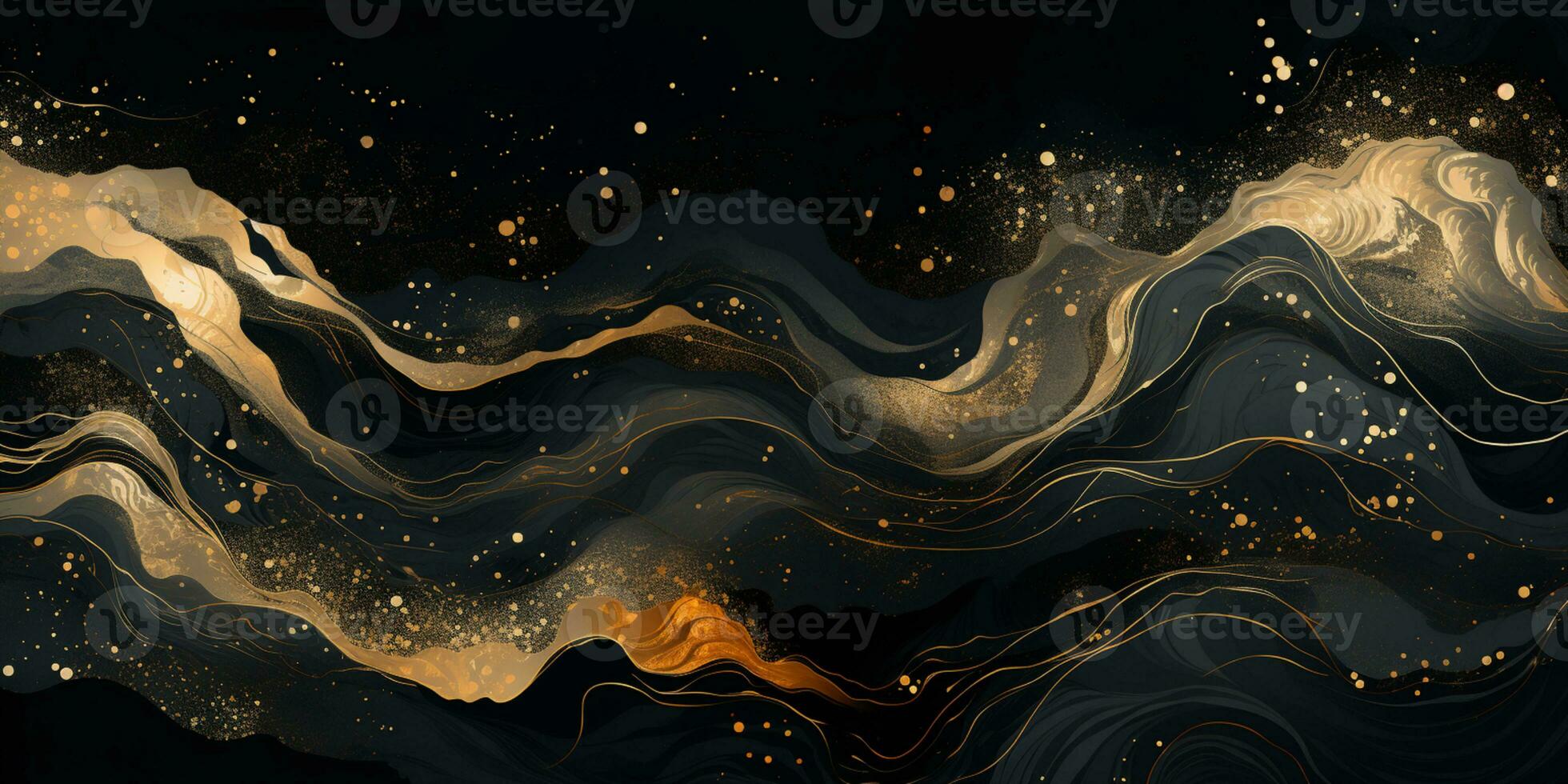 Abstract background black and gold water color style, captivating blend of gold and black oil texture, Luxury and elegant Marble Art, AI Generative photo