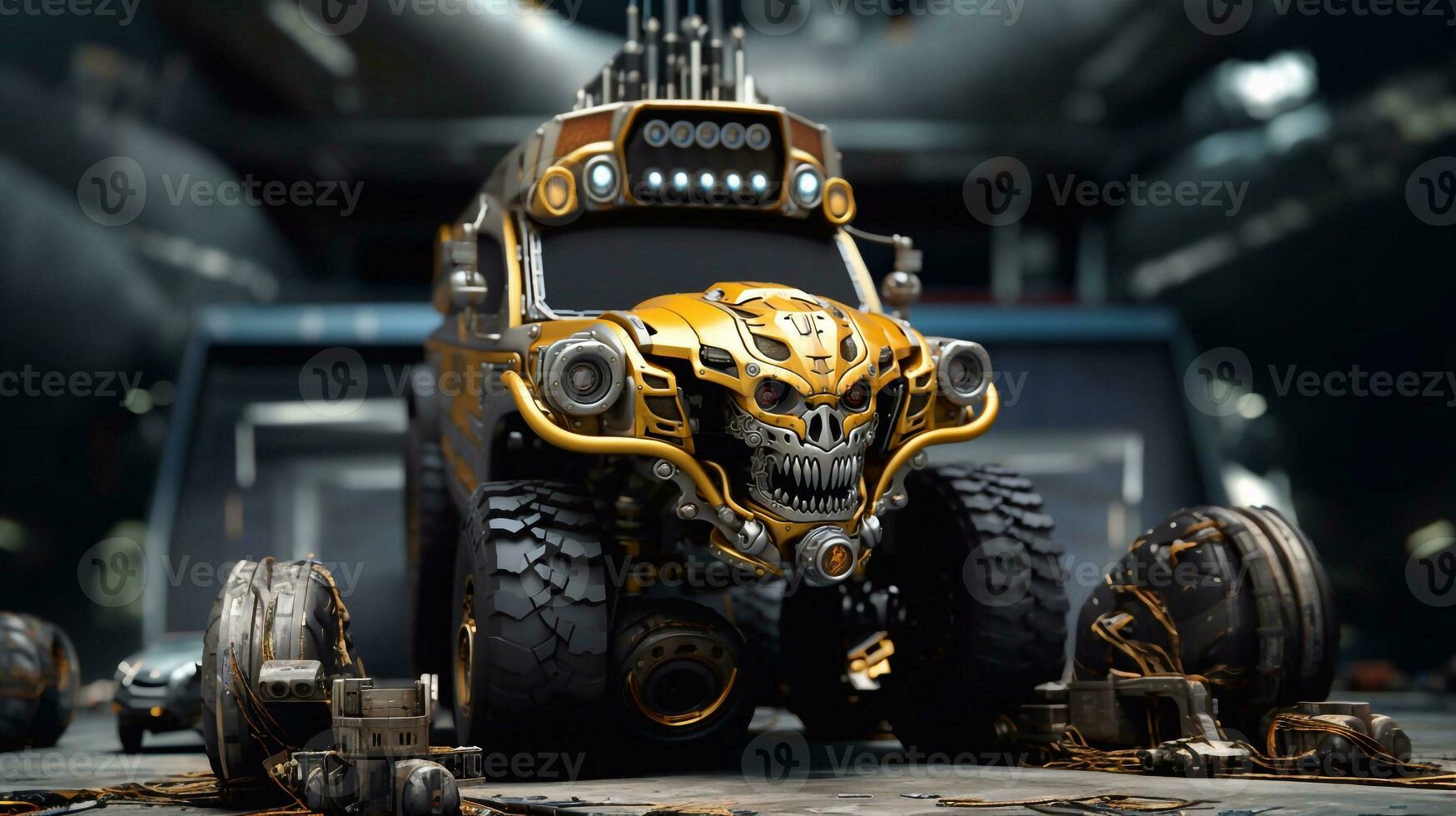 A picture of Close up of a robot cosplay character car or jeep from the Marvel Comics Generative AI photo