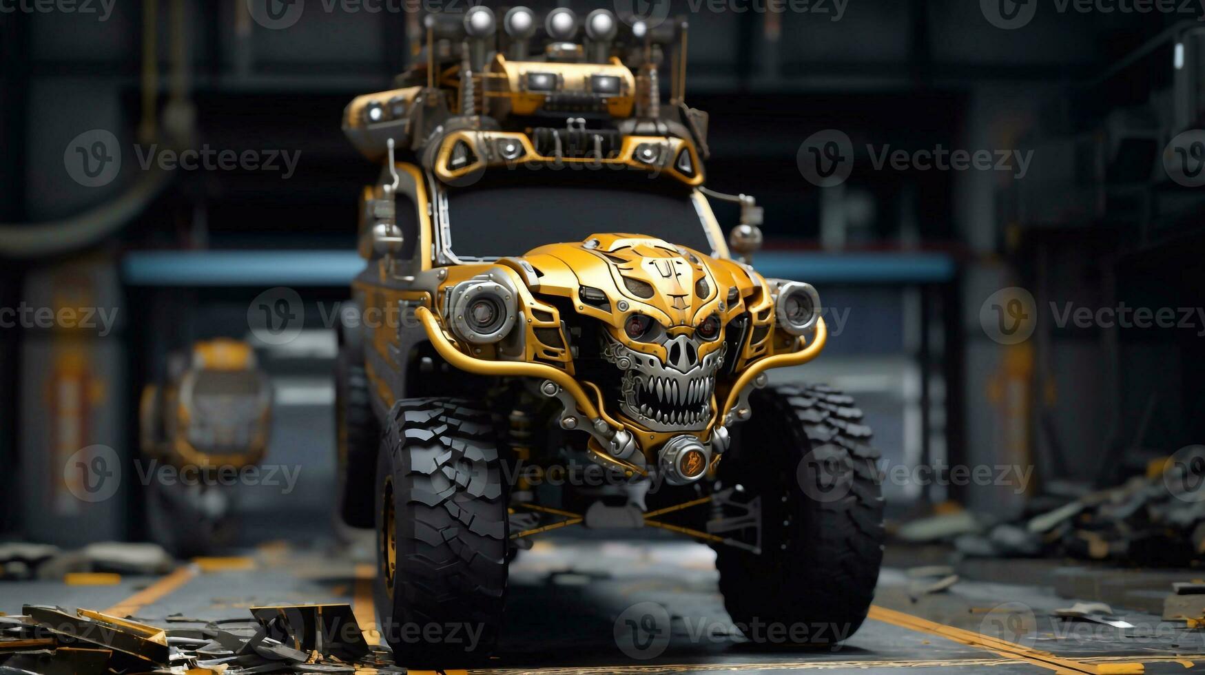 A shot of Close up of a robot cosplay character car or jeep from the Marvel Comics Generative AI photo