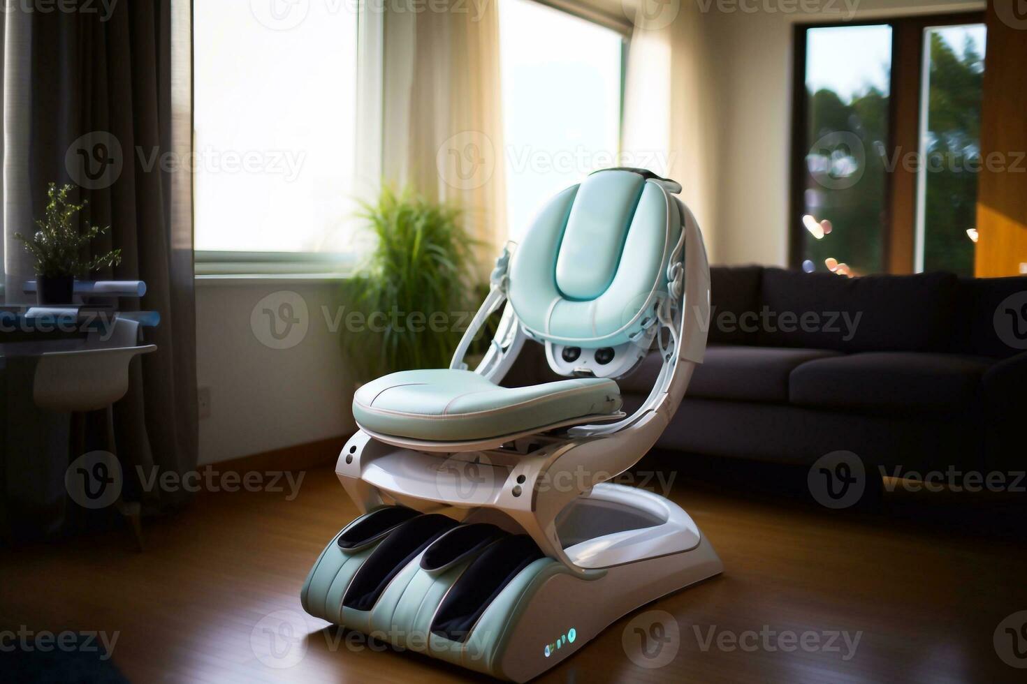 Photo of Modern dental chair in the interior of the room. Dentistry massage chair Generative AI
