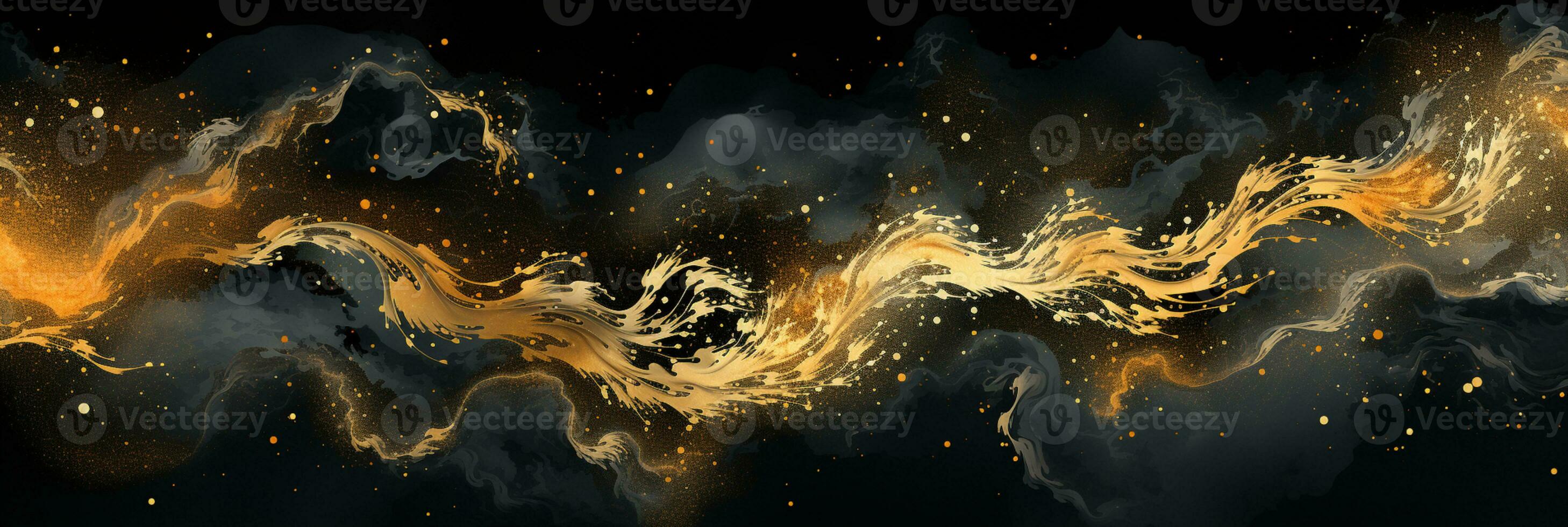 Abstract background black and gold water color style, captivating blend of gold and black oil texture, Luxury and elegant Marble Art, AI Generative photo