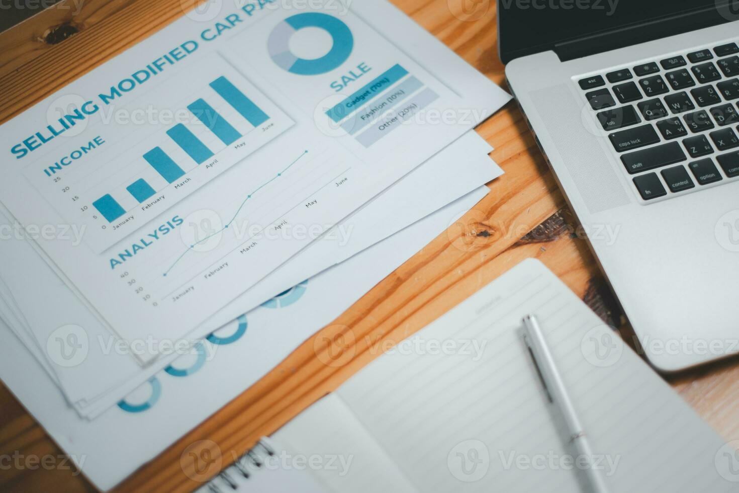 Analysis summary graph reports of business operating expenses and work data about the company's financial statements.. photo