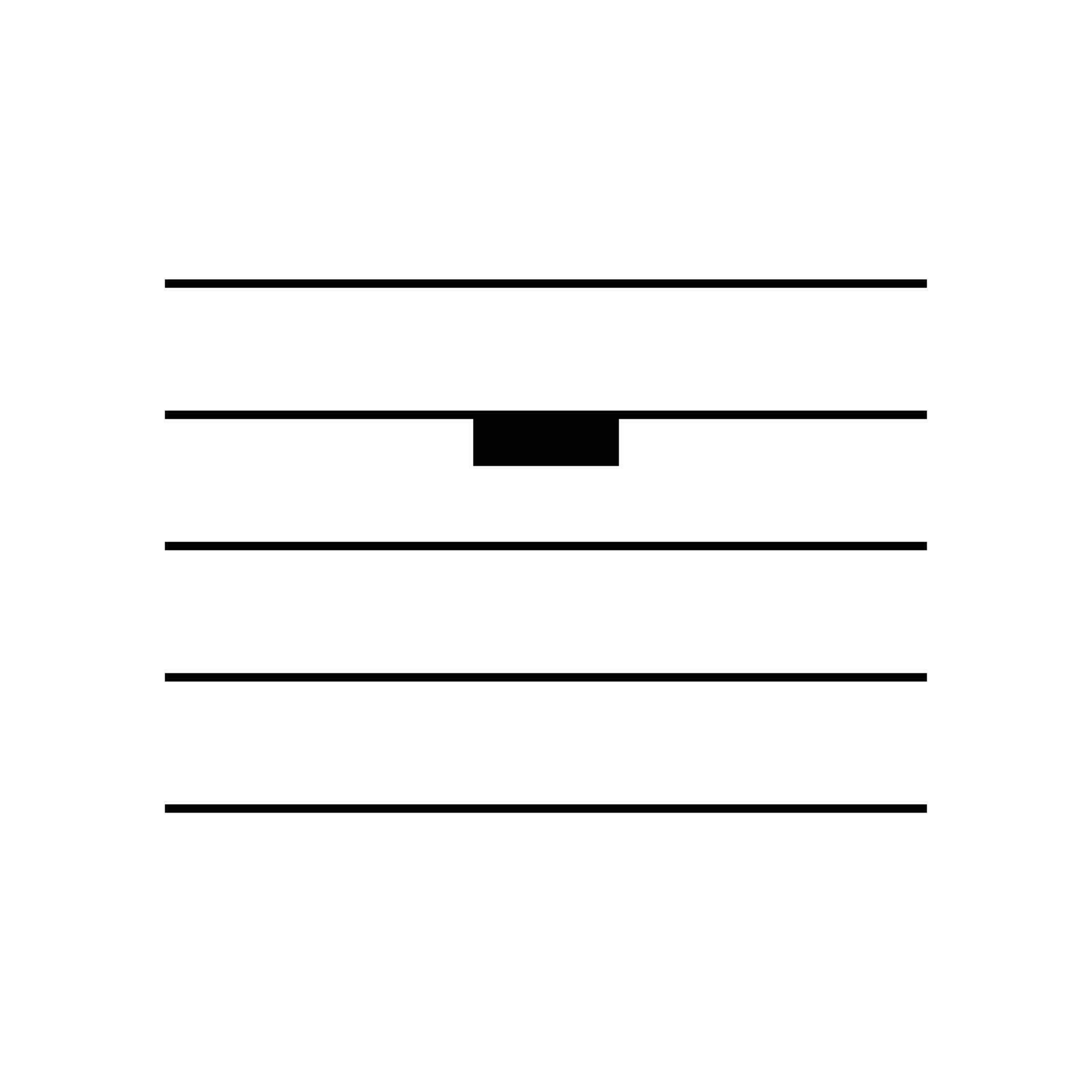 Semibreve or whole rest symbol on staff flat vector isolated on white