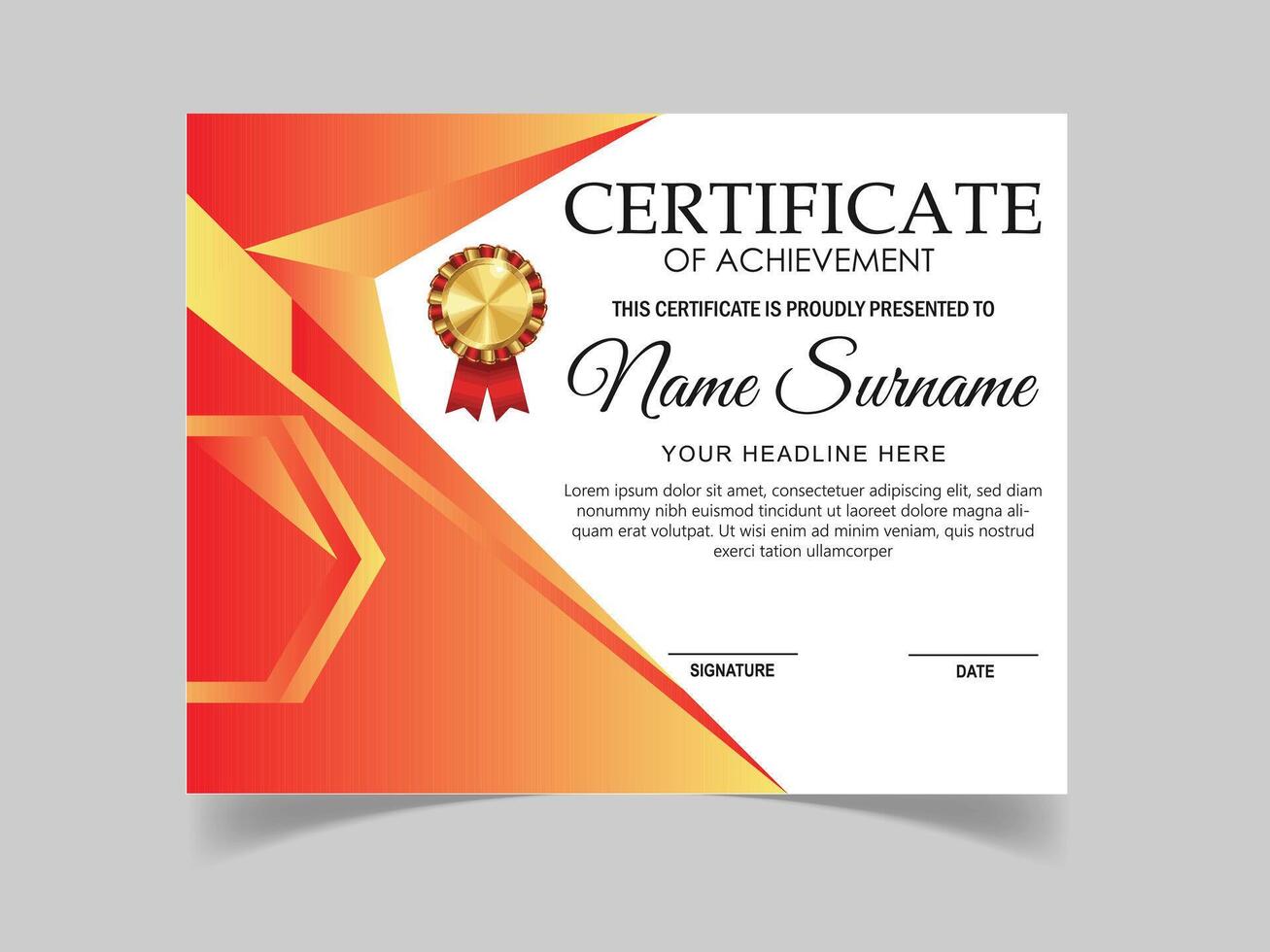 modern certificate of achievement vector template