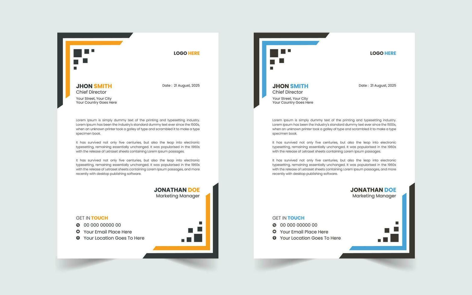 Corporate Modern And Professional Business Letterhead Design Template vector