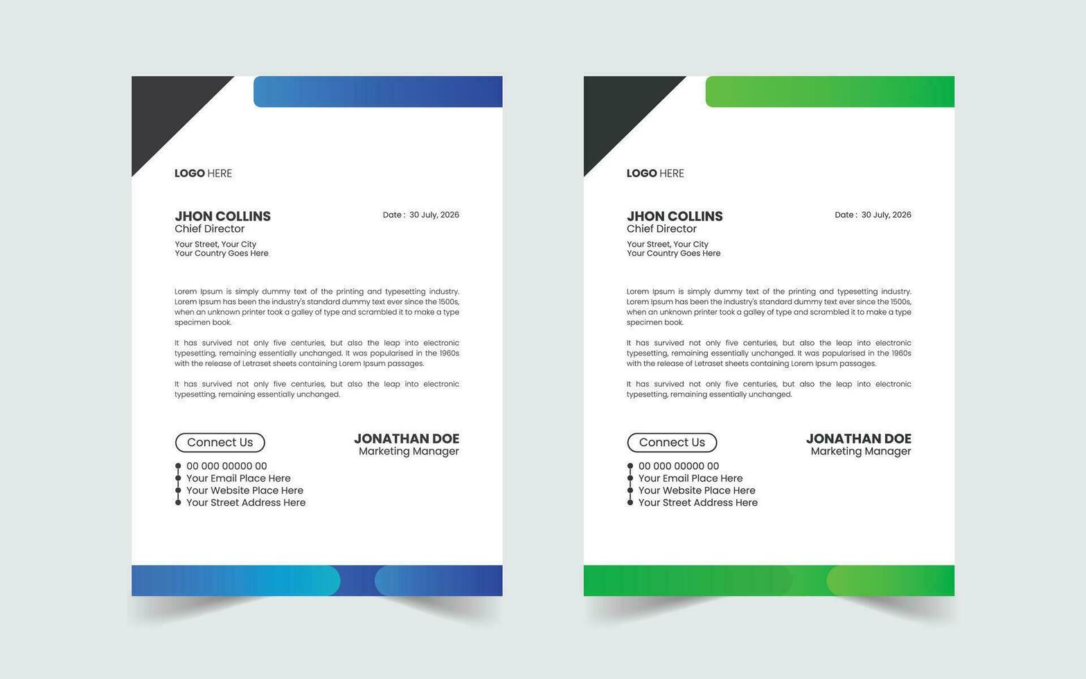 Corporate Modern And Professional Business Letterhead Design Template vector