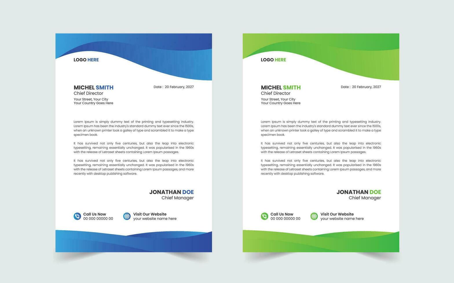 Corporate Modern And Professional Business Letterhead Design Template vector