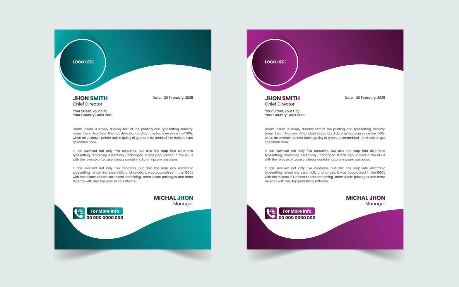 Corporate Modern And Professional Business Letterhead Design Template vector