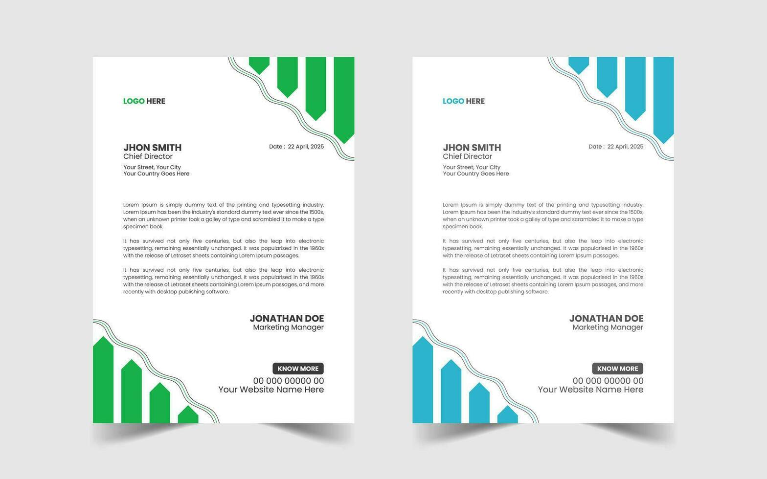 Corporate Modern And Professional Business Letterhead Design Template vector