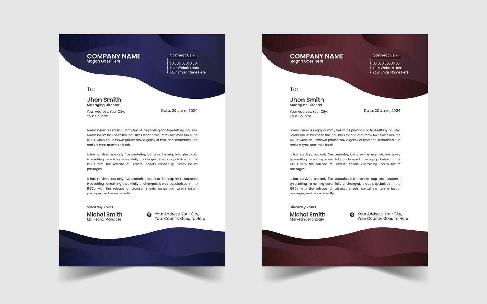 Corporate Modern And Professional Business Letterhead Design Template vector