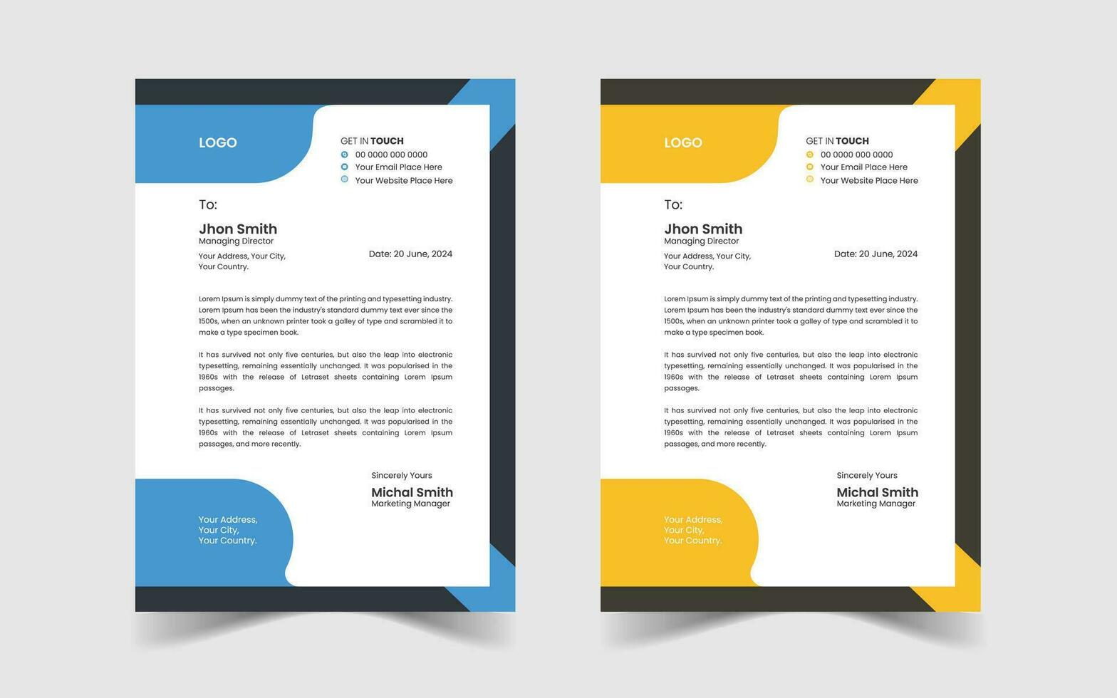 Corporate Modern And Professional Business Letterhead Design Template vector